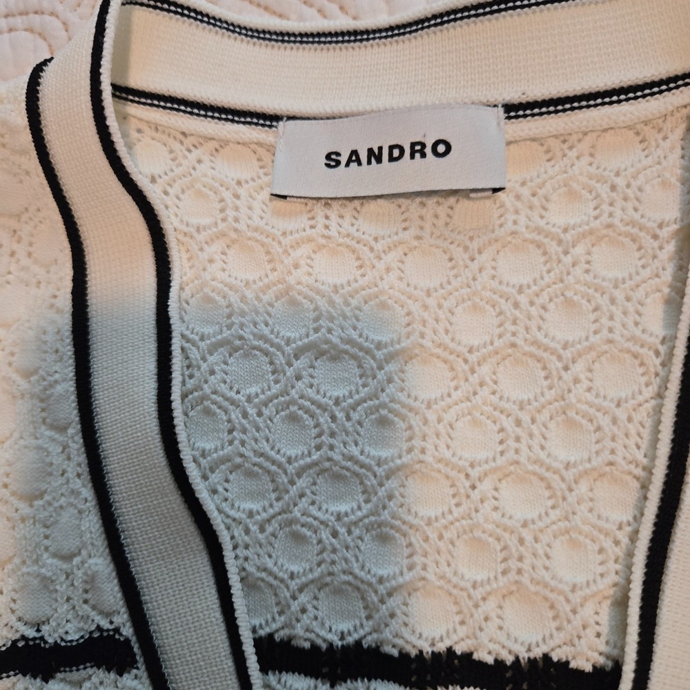 Sandro Womens Dress and Crop Sweater Set Sz 3 (US 8) NWT Black White Fancy Knit - Picture 11 of 16